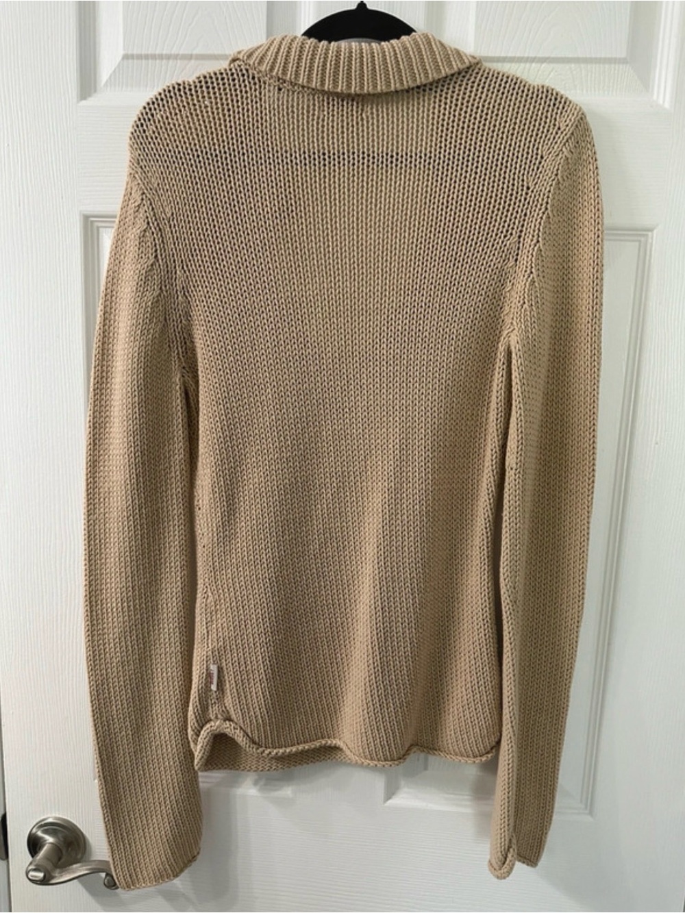 Guess Beige V-Neck Collared Knit Sweater for Women - Picture 3 of 10